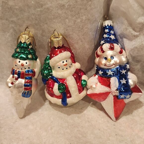 Snowman Christmas Ornaments Set of 3 - Picture 1 of 7